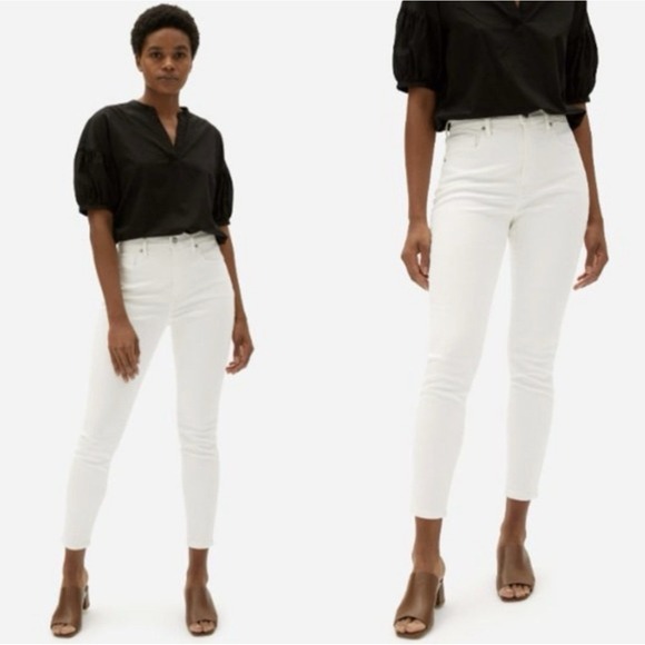 Everlane Denim Jeans High Rise Skinny Ankle White SZ 32 - Picture 6 of 13